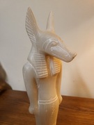Figurka Anubisa, Bóg Egipski, biały alabaster