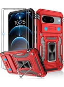 Etui Pancerne czerwone do Google Pixel 7pro. Plus szkło 
