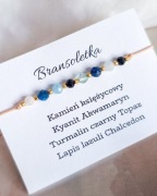 Bransoletka z kamieni naturalnych k księżycowy lapis lazuli kyanit turmalin