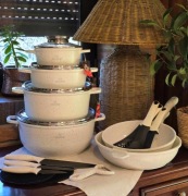 KOMPLET GARNKÓW MARMURKOWYCH NA INDUKCJĘ GAZ ZESTAW GARNEK PATELNIA 21 EL.