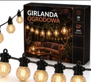 GIRLANDA Ogrodowa Świetlna 20M – 36x LED – Wodoodporna