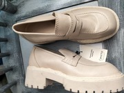 Beżowe skórzane mokasyny mango premium 