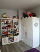 Meble Meblik Myszka Minnie Mouse Szafa i Regał komplet grawer białe różowe