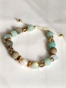 Bransoletka zodiak Rak,amazonit,kwarc dymny,akwamaryn