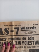 . Gazeta Czas 7 wieczór z 1 Września 1939r