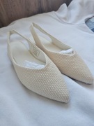 LASCANA Plecione Baleriny bez Pięty Kremowe Slingback 41