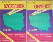 Mapa topograficzna Polski Szczecinek i Gryfice