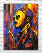 Obraz akryl na płótnie. Pop art. Saxophonist