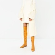 Zara skórzane musztardowe kozaki overknee 41 jak nowe