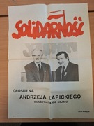 Plakat Solidarność Wybory 1989 Andrzej Łapicki Lech Wałęsa