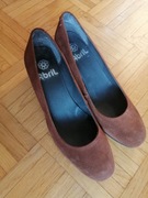 Buty czółenka brązowe zamszowe