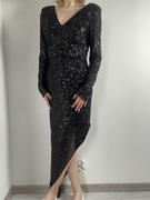 Czarna cekinowa sukienka maxi rozm. XL Explosion