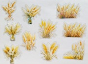 naklejki holograficzne 10szt trawa pampasowa żółta scrapbooking