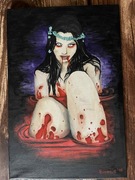 Obraz malowany ręcznie akryl na płótknie Elizabeth Bathory, goth, gothic