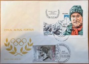 FDC Blok 136 /Srebrny medal Orderu Olimpijskiego dla J. Kukuczki/ 1988