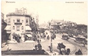 WARSZAWA-Krakowskie Przedmieście~ Ruch uliczny tramwaj konny -ca. 1915