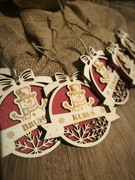 BOMBKA Z IMIENIEM Drewniana 3D Filc Prezent Święta