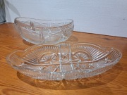 Kryształ kryształy miska, patera łódka kryształowa, PRL vintage retro