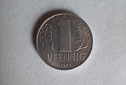 Moneta niemiecka 1 fenig - 1 PFENNIG - A - NRD / DDR z 1975 roku