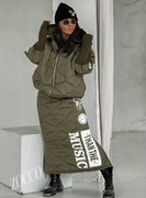 ZOCCO Ciepły komplet pikowany kurtka z kapturem plus spódnica