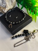 Komplet dla mężczyzn - hematyt, czarny turmalin, lawa  wulkaniczna 