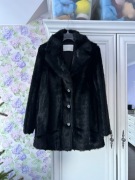 Zara kurtka płaszcz czarne futro eko sztuczne 36/S