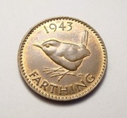 Wielka Brytania farthing 1943 PIĘKNA!