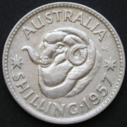 Australia 1 shilling 1957 -  owca / królowa Elżbieta II - srebro