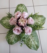 WIĄZANKA NA GRÓB CMENTARZ STROIK KOMPOZYCJA POMNIK Sztuczne Kwiaty Róż