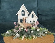 Stroik świąteczny, kompozycja zimowa, dekoracja bożonarodzeniowa, LED