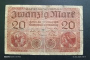 Stary banknot Niemcy 20 marek 1918 rok 