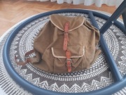 plecak płótno skóra stary turystyczny