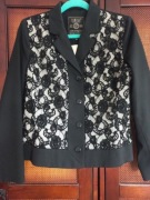 Marynarka SIMPLE- r. 42, czarna z koronką, unikat