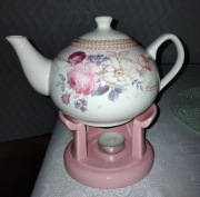 Porcelanowy czajnik dzbanek imbryk z podgrzewaczem poj. 1litr 