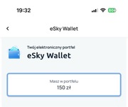 eSky wallet konto 50 pln saldo