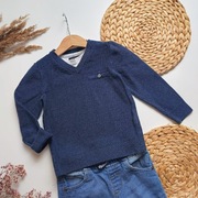 Sweter Reserved 104 bawełniany sweterek granatowy elegancki miękki przyjemn