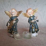 2 sztuki figurki świeczniki śpiewające aniołki 15 cm