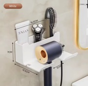 Półka łazienkowa pod suszarkę/akcesoria naklejana biała