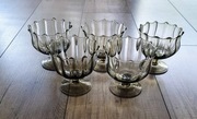 Pucharki do lodów deserów szkło przydymione cieniowane PRL vintage 5 szt