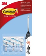 Haczyki Command z metalowym uchwytem 3 haczyki i 4 małe paski transparentne