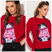 Bluza świąteczna czerwona dzwoneczki L