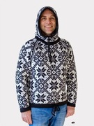 Sweter męski ręcznie robiony z wełnianej włóczki z kapturem