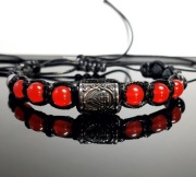 BRANSOLETKA RUNA VALKNUT GÓRY STAL 316l KAMIEŃ LAWA SZER. 17 NA WYMIAR