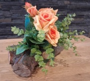 Stroik kompozycja wiązanka na pniu na cmentarz grób ogród do domu 