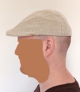 lniany beżowy męski kaszkiet na lato 59 cm jak nowy