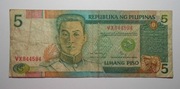 stary banknot Filipiny 5 Limang