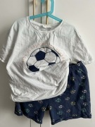 Piżama Dziecięca krótki rękaw ZARA biała/granatowa bawełna 13-14 lat 164 cm