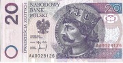 Banknot 20 złotych 1994r. - rzadka seria AA - rzadki 1994 rok 