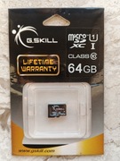 Nowa karta pamięci 64 GB microSDXC G.SKILL dożywotnia gwarancja