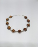 Bursztyn bałtycki Bransoletka wykonana ze srebra próby 925 